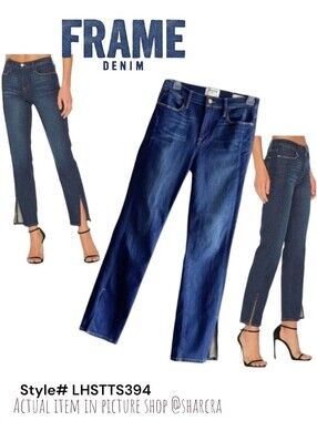 Frame Denim Women's Le High Straight leg Tuxedo Split cuff Helms ankle jeans 25